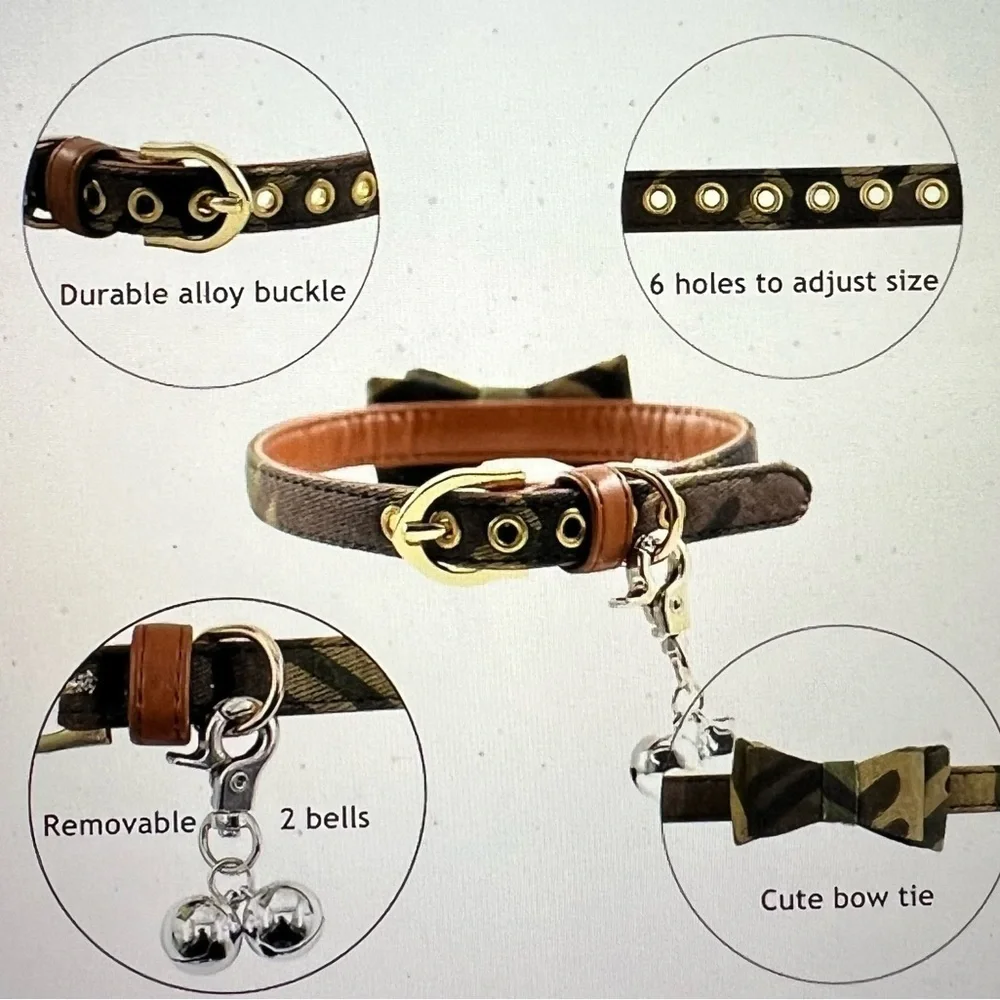 2PCS Bow Tie Dog Collar and Bandana Set for Small Dogs and Puppies